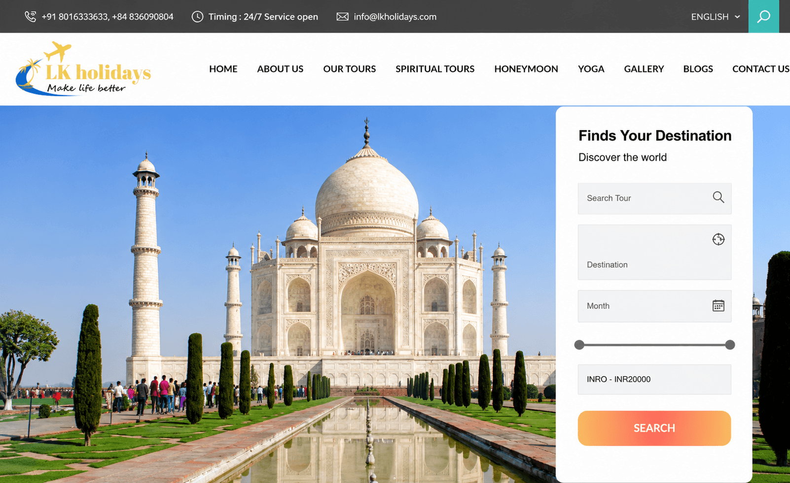 LK Holidays - Travel Agency Website project by TechWebs